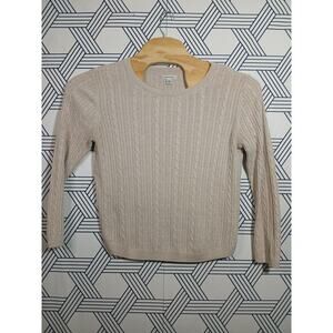 Beige Cable Knit Crewneck Sweater | Minimalist Preppy Coastal Grandma Oatmeal